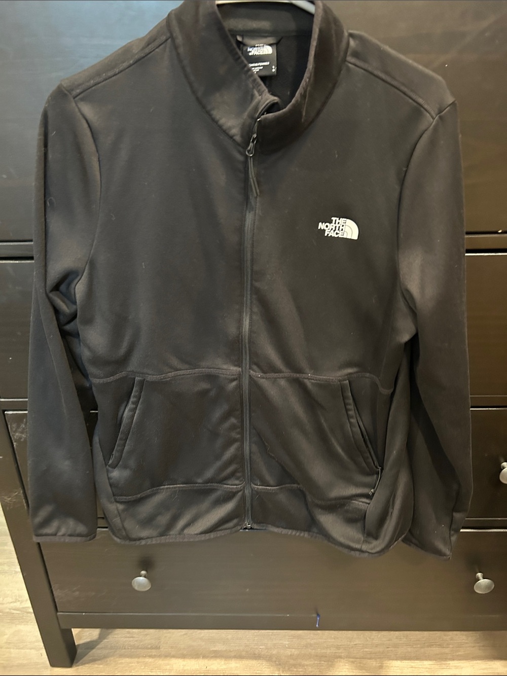 The North Face Black Zip-Up Fleece Jacket with Logo womens size large
